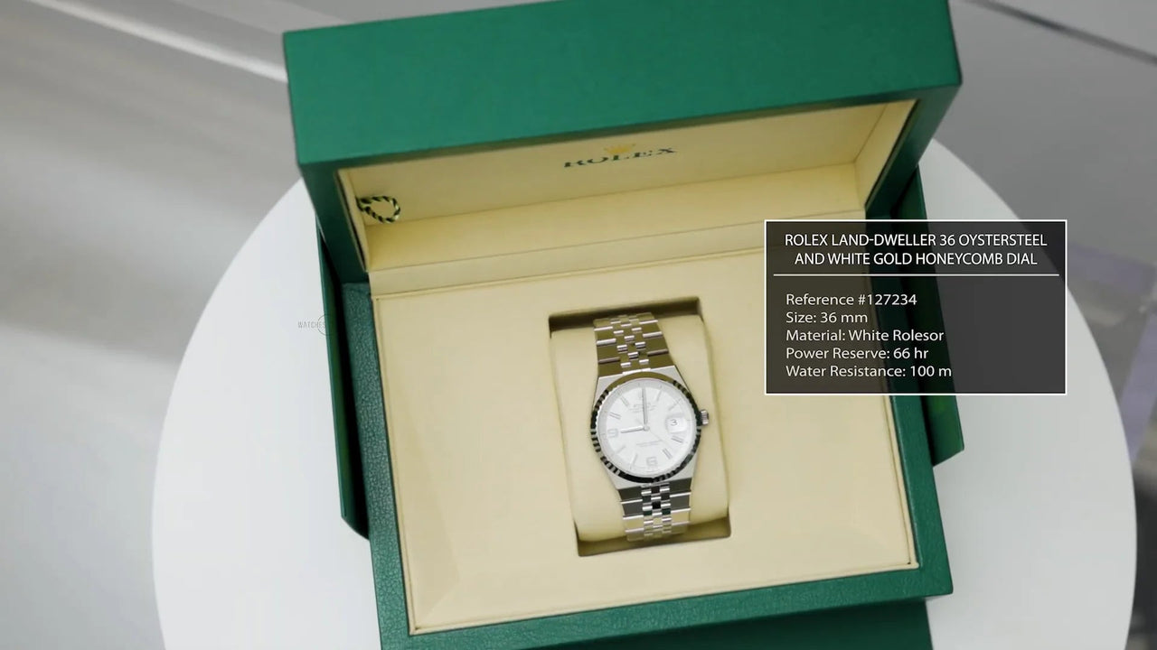 Rolex Land - Dweller 36 Steel White Rolesor Honeycomb Dial Ref. 127234 - WatchesOff5thWristwatch