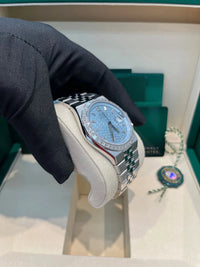 Thumbnail for Rolex Land - Dweller 40 Platinum | Blue Dial Baguette Bezel (Ref 127386TBR) - WatchesOff5thWristwatch