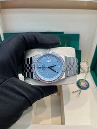 Thumbnail for Rolex Land - Dweller 40 Platinum | Blue Dial Baguette Bezel (Ref 127386TBR) - WatchesOff5thWristwatch