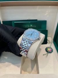 Thumbnail for Rolex Land - Dweller 40 Platinum | Blue Dial Baguette Bezel (Ref 127386TBR) - WatchesOff5thWristwatch