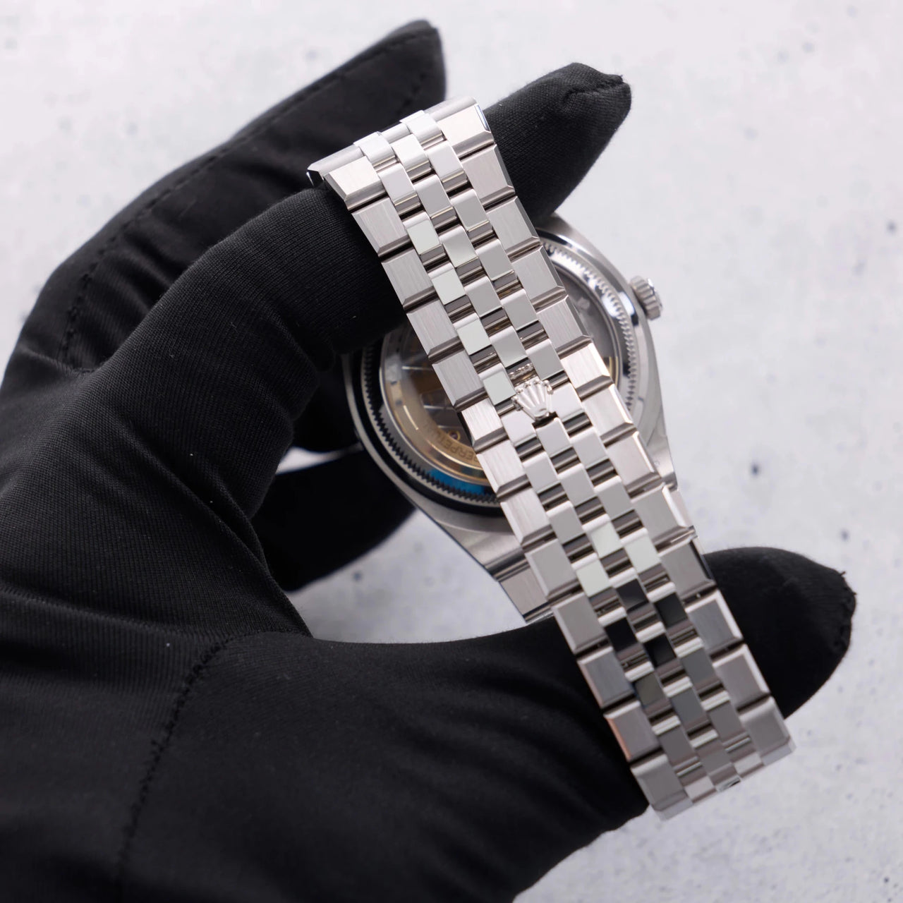Rolex Land-Dweller 40mm Platinum Ice Blue Honeycomb Dial Fluted