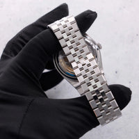 Thumbnail for Rolex Land-Dweller 40mm Platinum Ice Blue Honeycomb Dial Fluted Bezel Flat Jubilee Bracelet (Ref 127336) - WatchesOff5thWristwatch