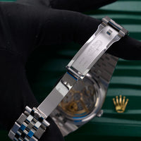 Thumbnail for Rolex Land-Dweller 40mm Platinum Ice Blue Honeycomb Dial Fluted Bezel Flat Jubilee Bracelet (Ref 127336) - WatchesOff5thWristwatch