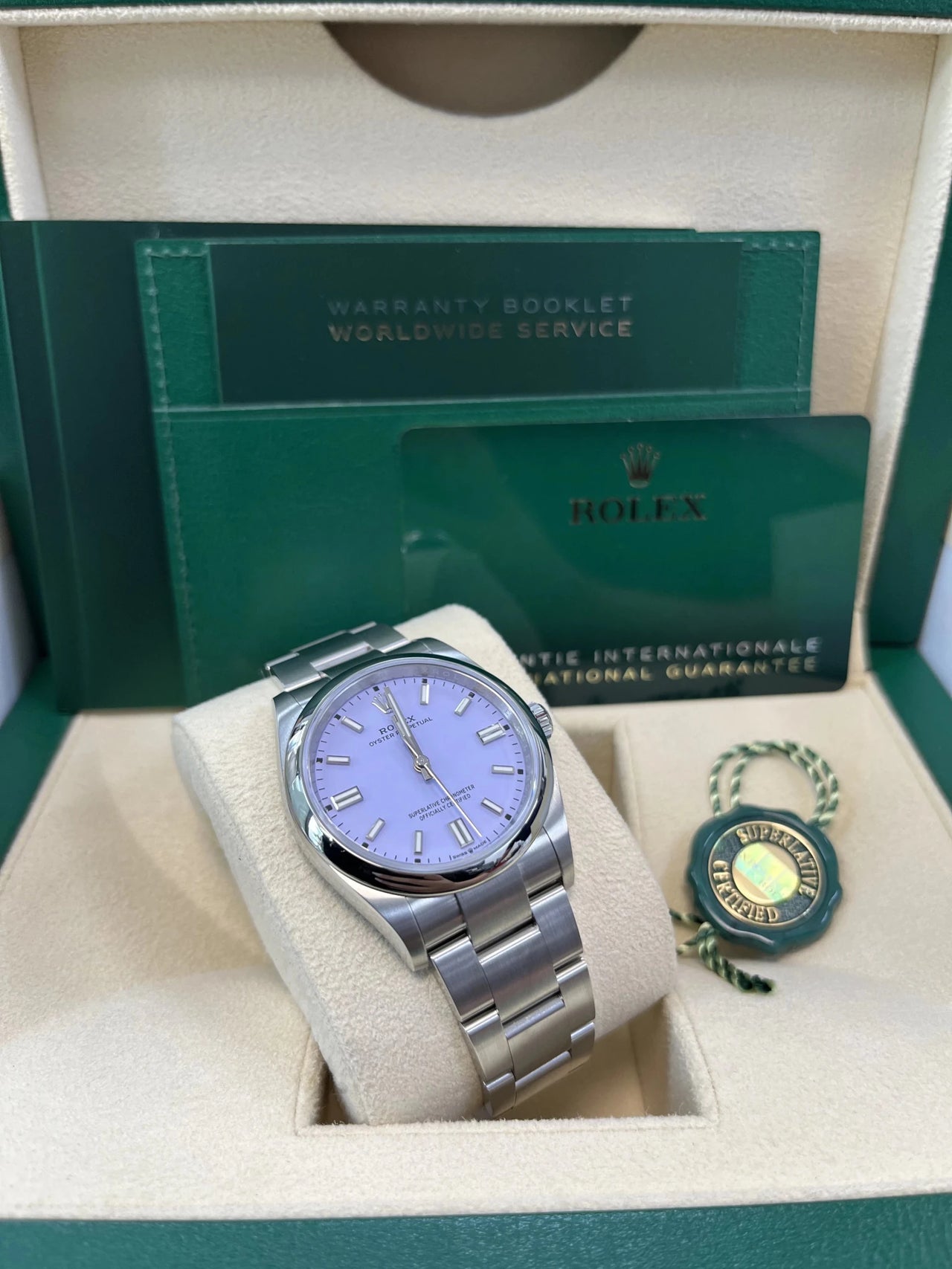 Rolex New Release 2025 Oyster Perpetual Stainless Steel Lavendar Dial 134300 - WatchesOff5thWristwatch