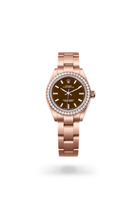 Thumbnail for Rolex Oyster Perpetual 28mm Everose Gold Brown Stone Diamond Dial Diamond Bezel Oyster Bracelet 2026 New Release (Ref 276245RBR - 0002) - WatchesOff5thWatch