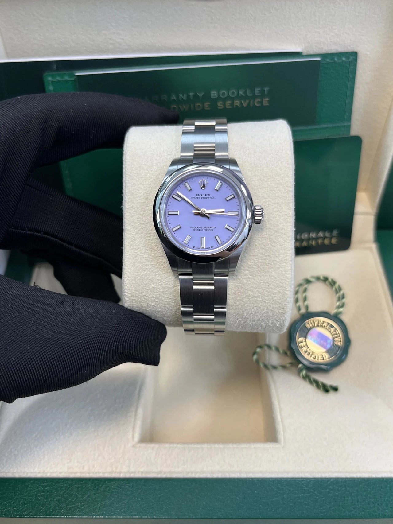 Rolex Oyster Perpetual 31 New 2025 Release Oyster Perpetual 31mm Stainless Steel Lavender Dial (Ref 277200) - WatchesOff5thWatch