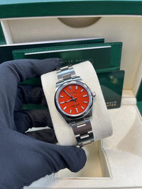 Thumbnail for Rolex Oyster Perpetual 31 Oystersteel Coral Red Dial Domed Bezel (Ref 277200) - WatchesOff5thWatch