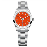 Thumbnail for Rolex Oyster Perpetual 31 Oystersteel Coral Red Dial Domed Bezel (Ref 277200) - WatchesOff5thWatch