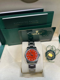 Thumbnail for Rolex Oyster Perpetual 31 Oystersteel Coral Red Dial Domed Bezel (Ref 277200) - WatchesOff5thWatch