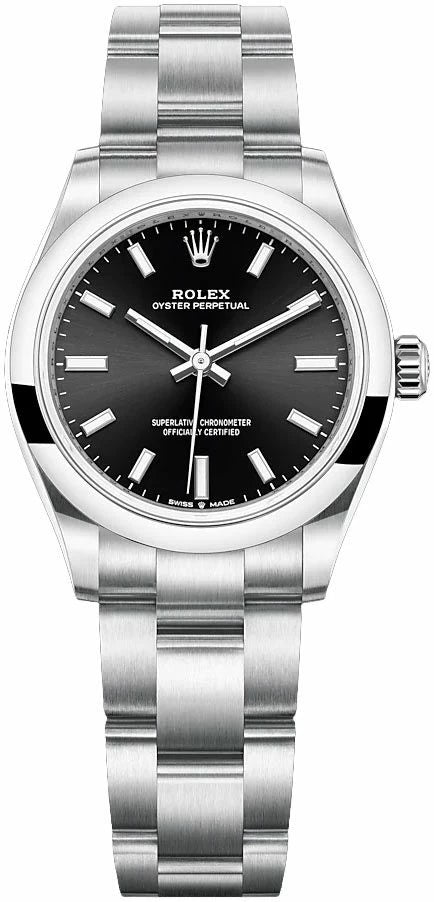 Rolex Oyster Perpetual 31mm Bright Black Dial Steel Reference 277200 - WatchesOff5thWatch