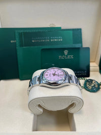Thumbnail for Rolex Oyster Perpetual 31mm Oystersteel Candy Pink Dial Domed Bezel Oyster Bracelet (Ref 277200) - WatchesOff5thWatch