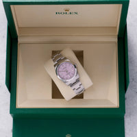 Thumbnail for Rolex Oyster Perpetual 34mm Oystersteel Candy Pink Dial Smooth Bezel Oyster Bracelet (Ref 124200-0009) - WatchesOff5thWatch