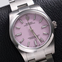 Thumbnail for Rolex Oyster Perpetual 34mm Oystersteel Candy Pink Dial Smooth Bezel Oyster Bracelet (Ref 124200-0009) - WatchesOff5thWatch