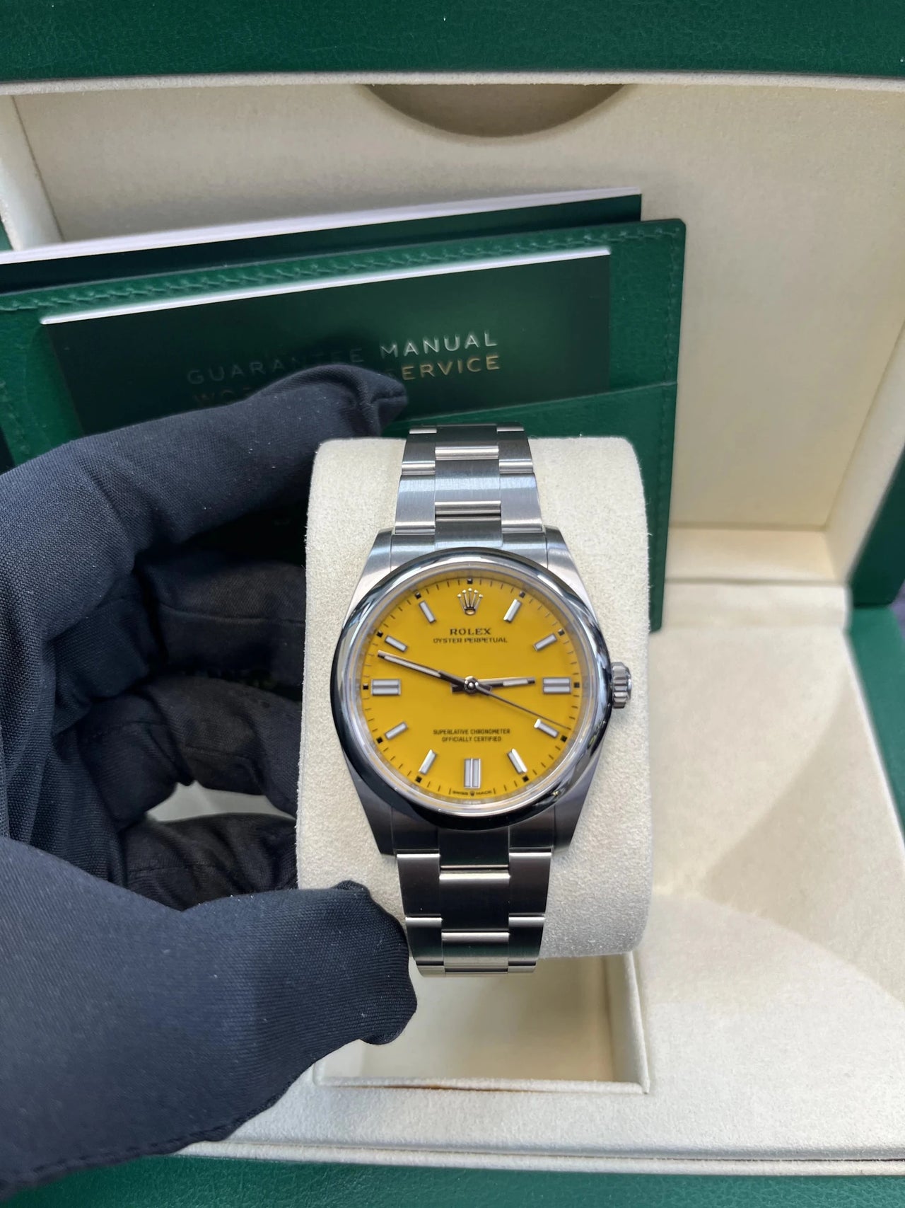 Rolex Oyster Perpetual 36 Oystersteel Yellow Dial Domed Bezel (Ref 126000) - WatchesOff5thWatch