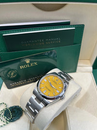 Thumbnail for Rolex Oyster Perpetual 36 Oystersteel Yellow Dial Domed Bezel (Ref 126000) - WatchesOff5thWatch