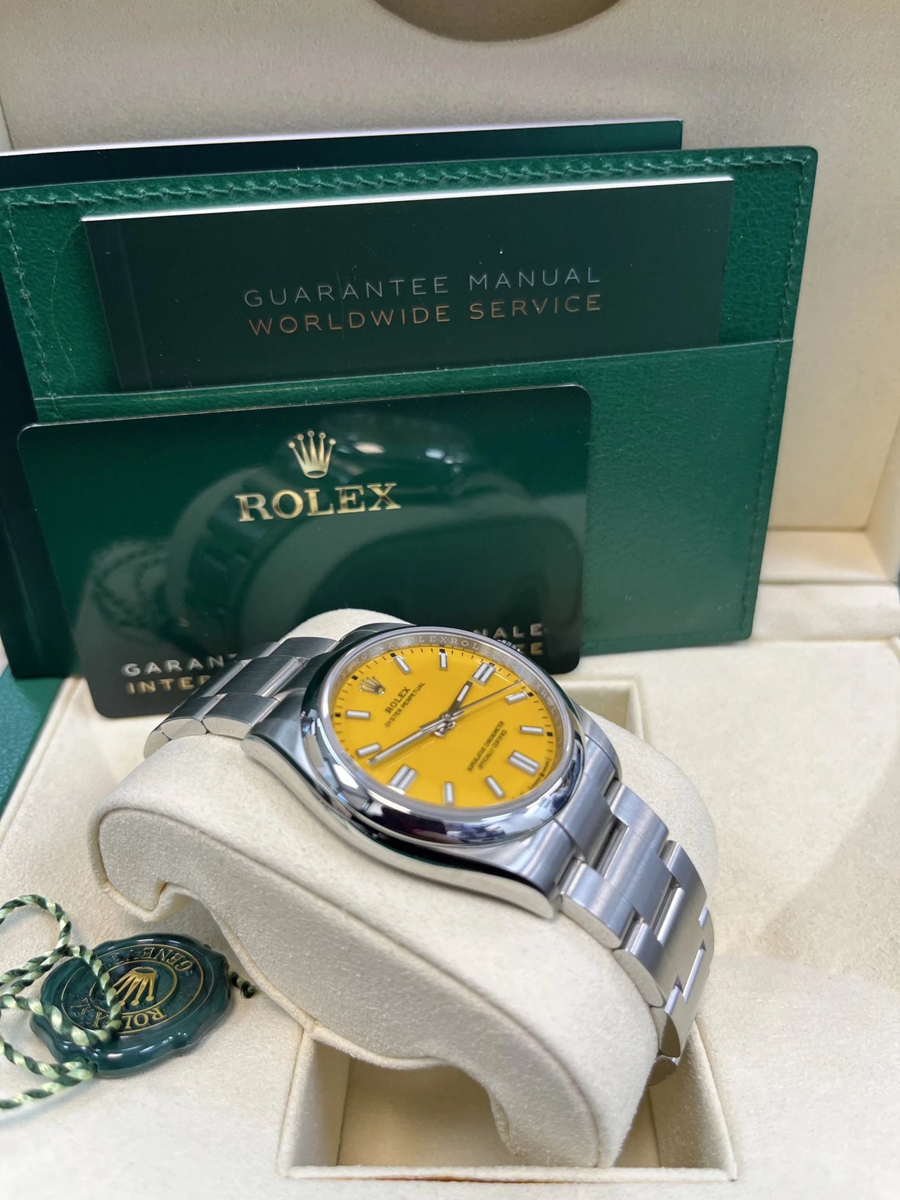 Rolex Oyster Perpetual 36 Oystersteel Yellow Dial Domed Bezel (Ref 126000) - WatchesOff5thWatch