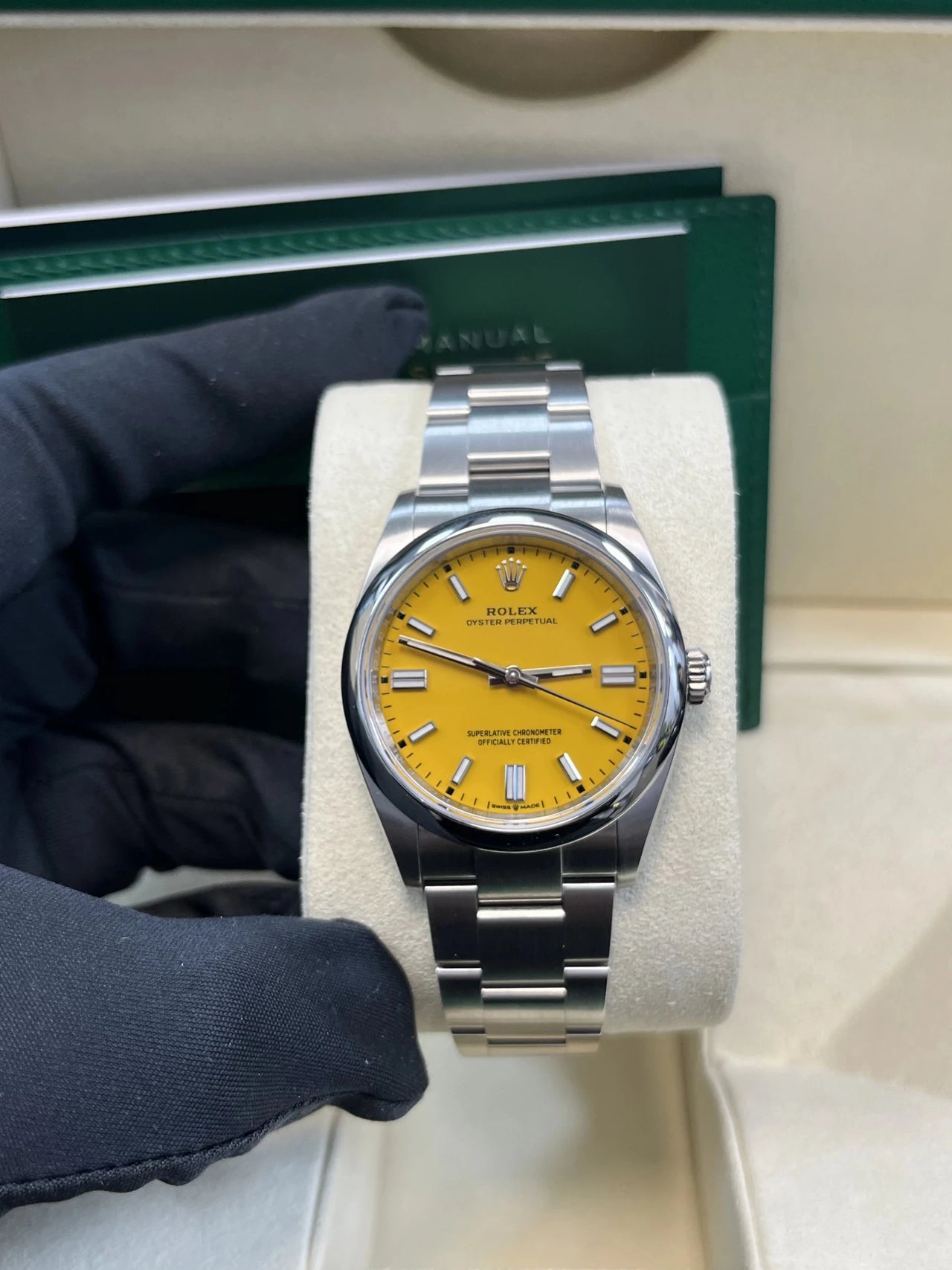 Rolex Oyster Perpetual 36 Oystersteel Yellow Dial Domed Bezel (Ref 126000) - WatchesOff5thWatch