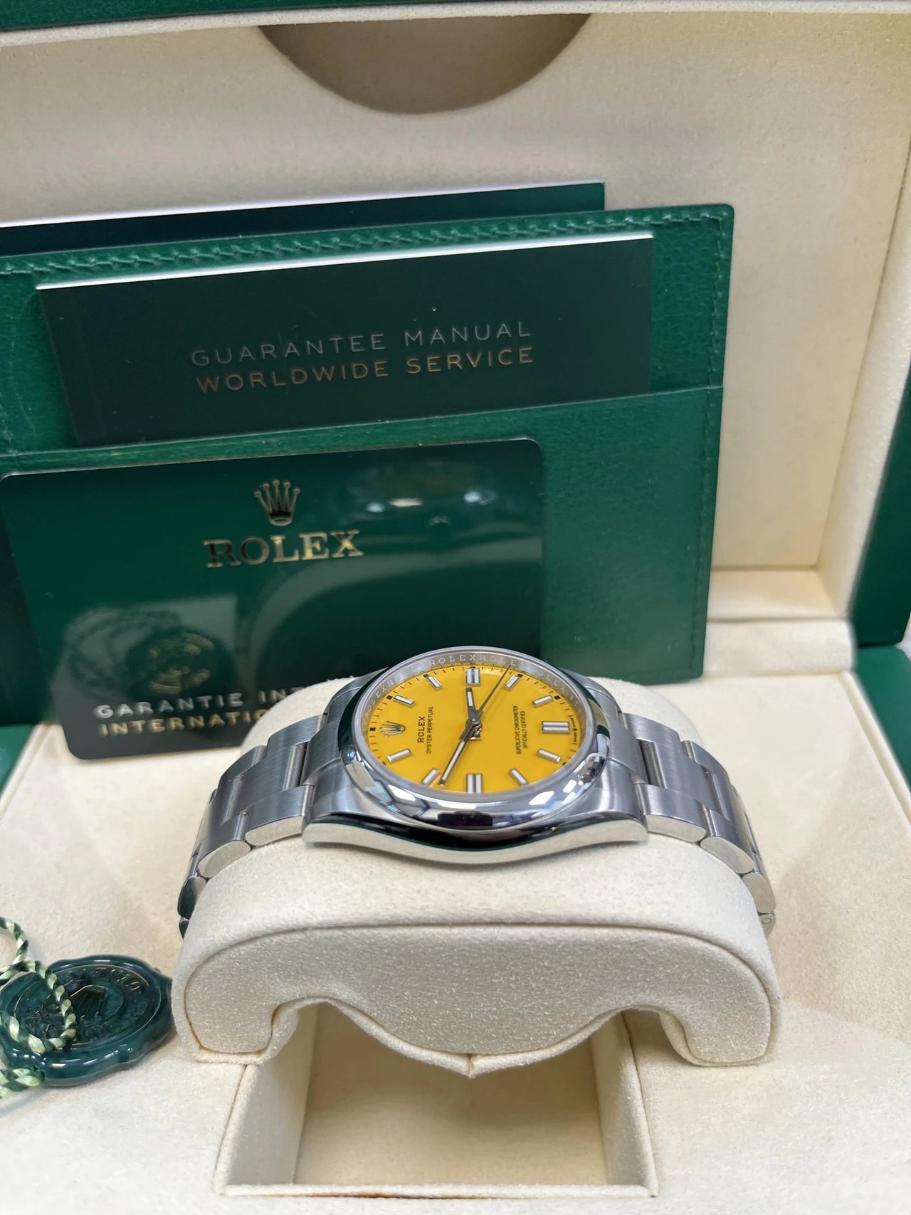 Rolex Oyster Perpetual 36 Oystersteel Yellow Dial Domed Bezel (Ref 126000) - WatchesOff5thWatch