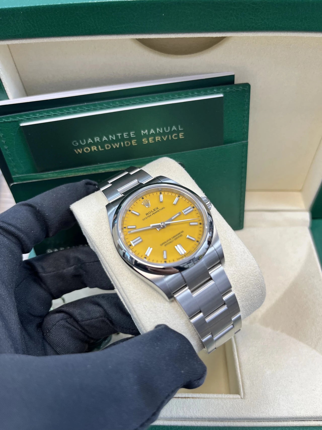 Rolex Oyster Perpetual 36 Oystersteel Yellow Dial Domed Bezel (Ref 126000) - WatchesOff5thWatch