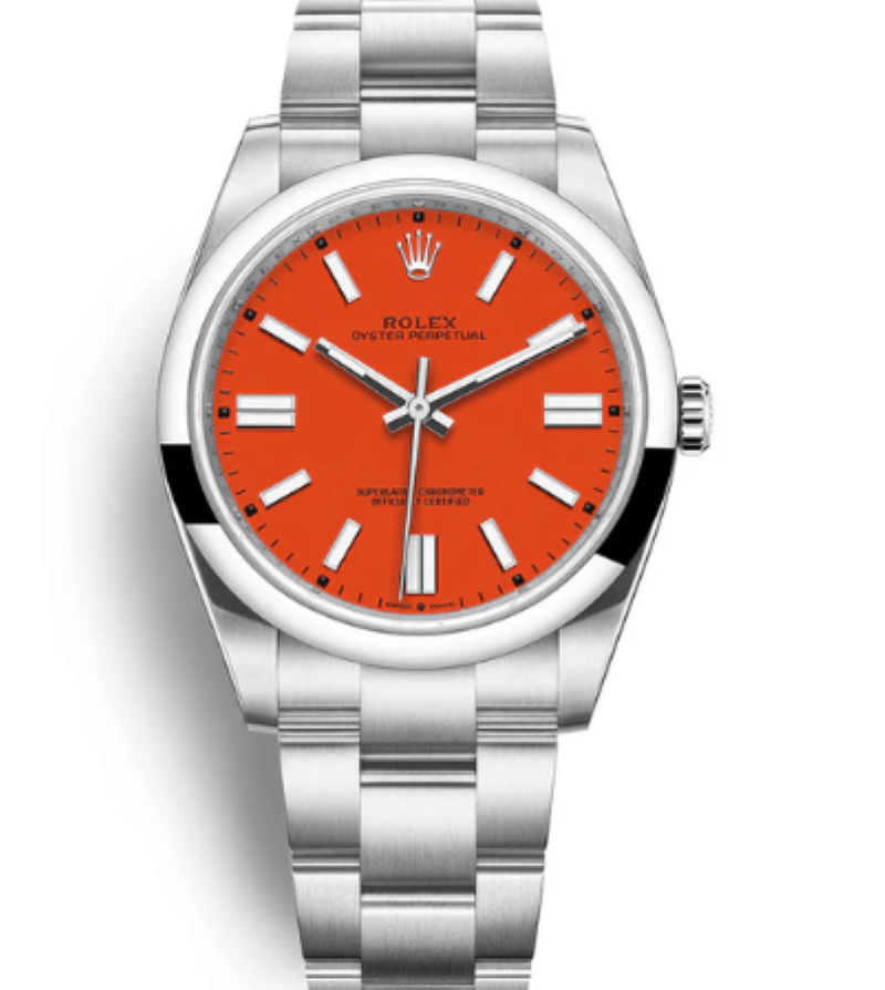 Rolex Oyster Perpetual 41 Red Dial Oyster Bracelet 124300 - WatchesOff5thWatch