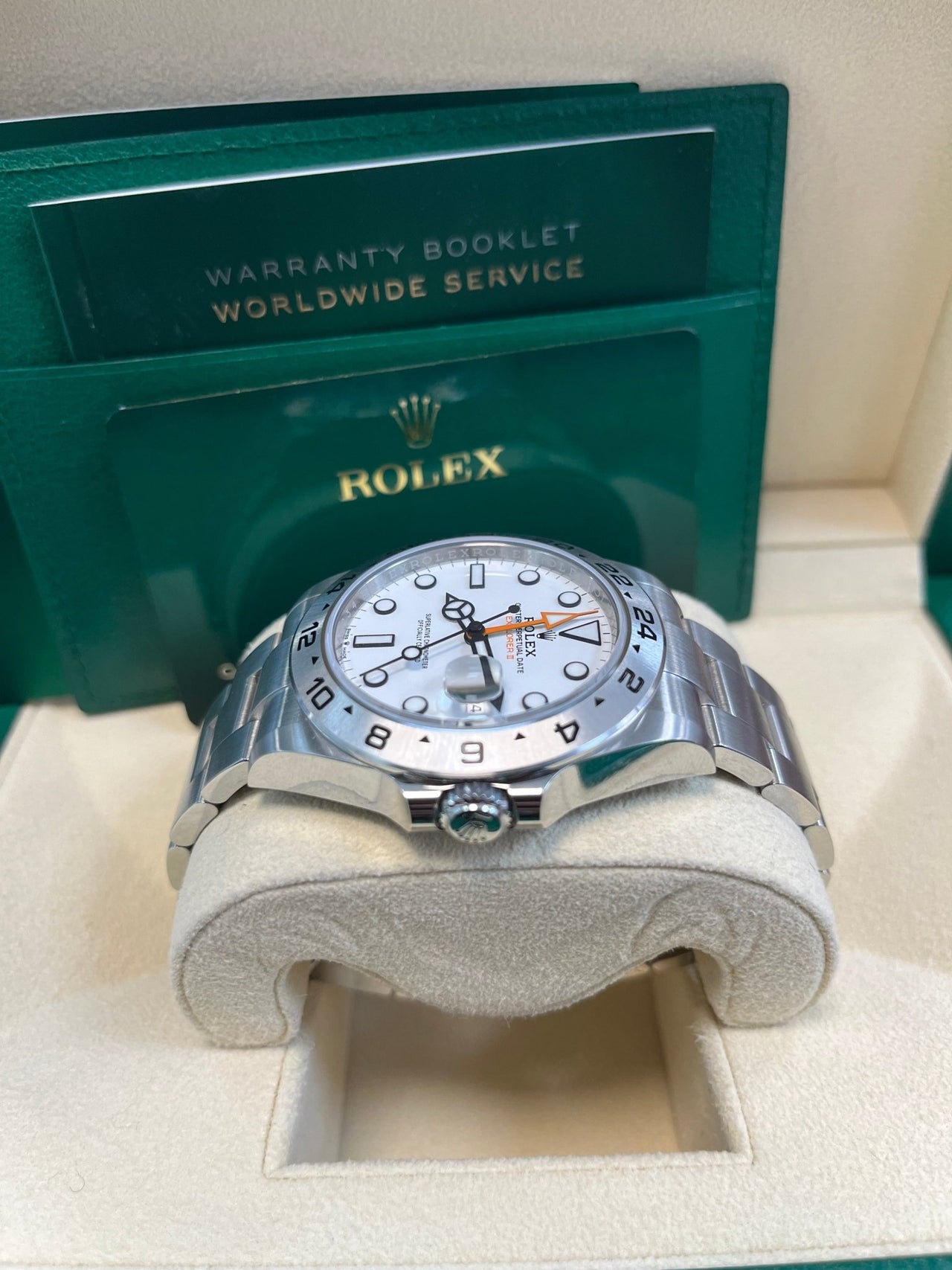 Rolex Oyster Perpetual Explorer II Oystersteel White Dial Oyster Bracelet (Ref# 226570) - WatchesOff5th