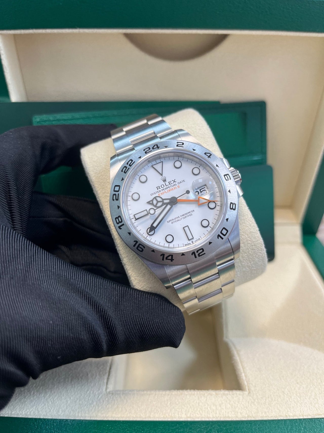 Rolex Oyster Perpetual Explorer II Oystersteel White Dial Oyster Bracelet (Ref# 226570) - WatchesOff5th