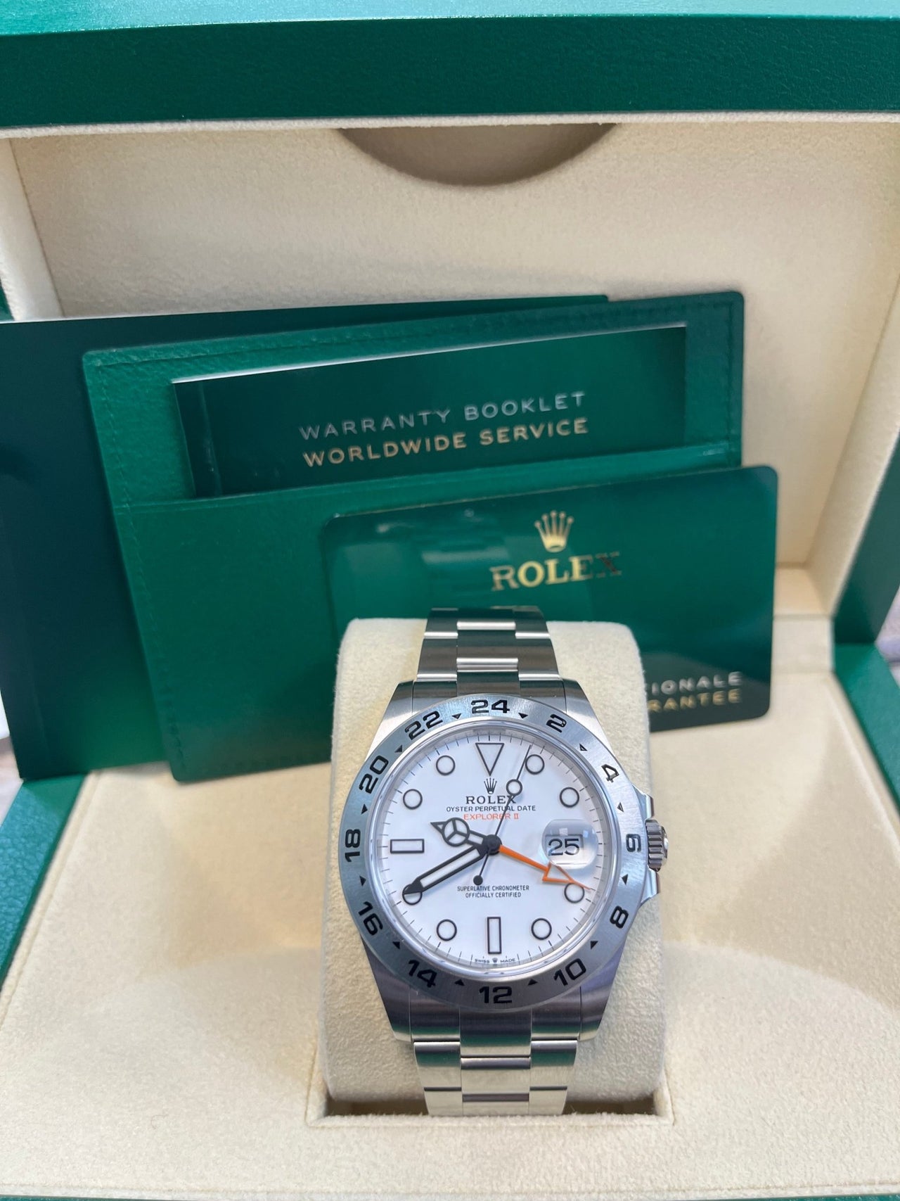 Rolex Oyster Perpetual Explorer II Oystersteel White Dial Oyster Bracelet (Ref# 226570) - WatchesOff5th