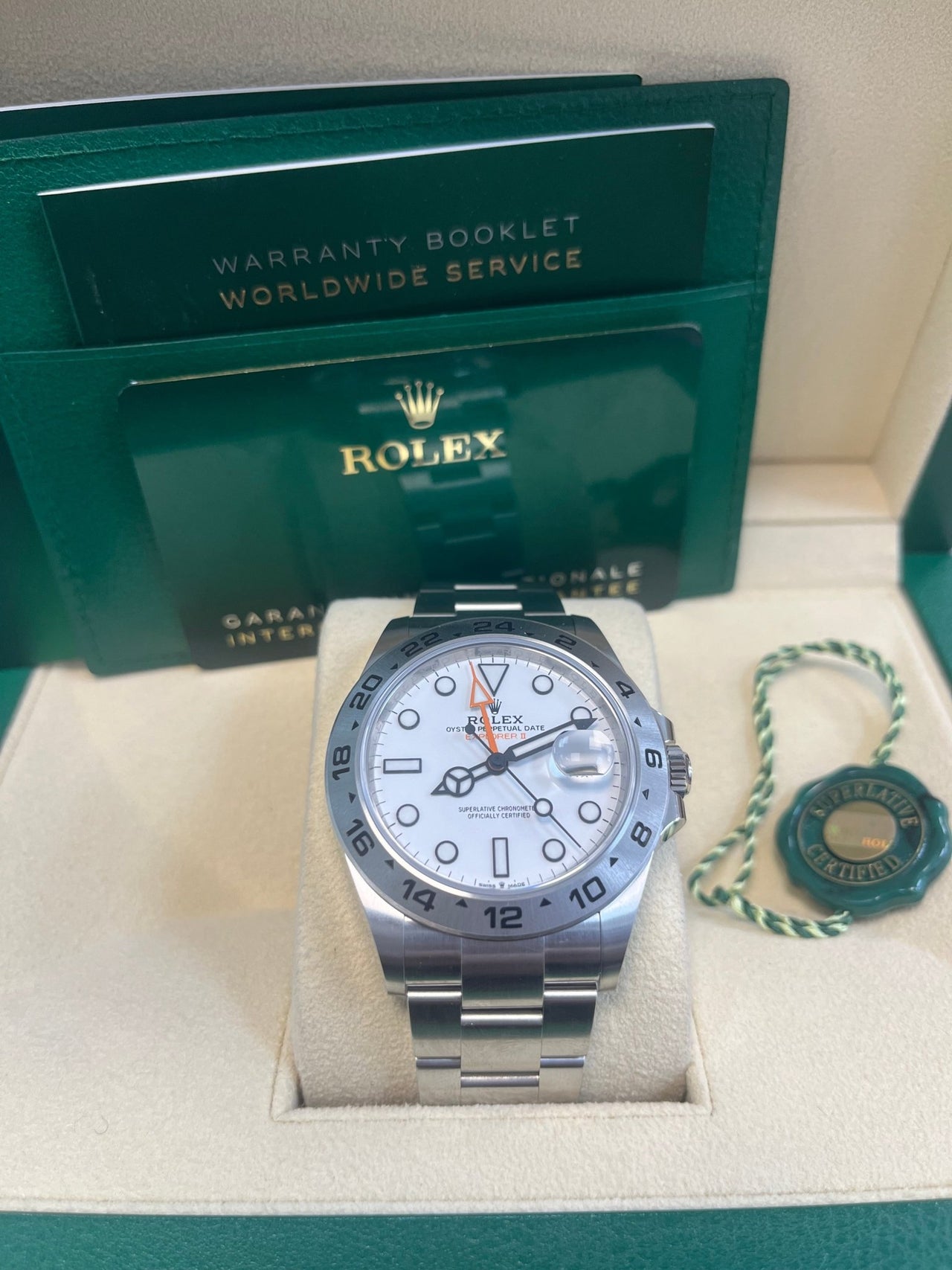 Rolex Oyster Perpetual Explorer II Oystersteel White Dial Oyster Bracelet (Ref# 226570) - WatchesOff5th