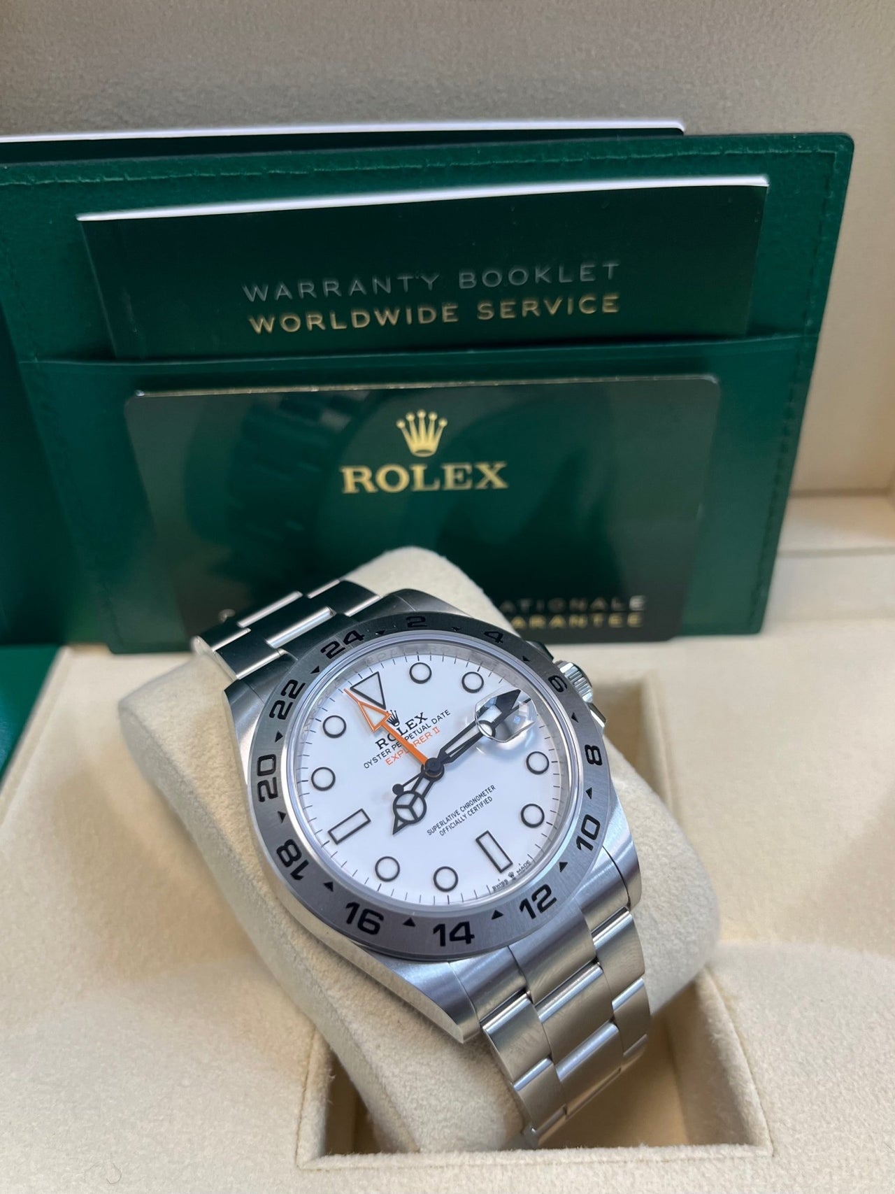 Rolex Oyster Perpetual Explorer II Oystersteel White Dial Oyster Bracelet (Ref# 226570) - WatchesOff5th