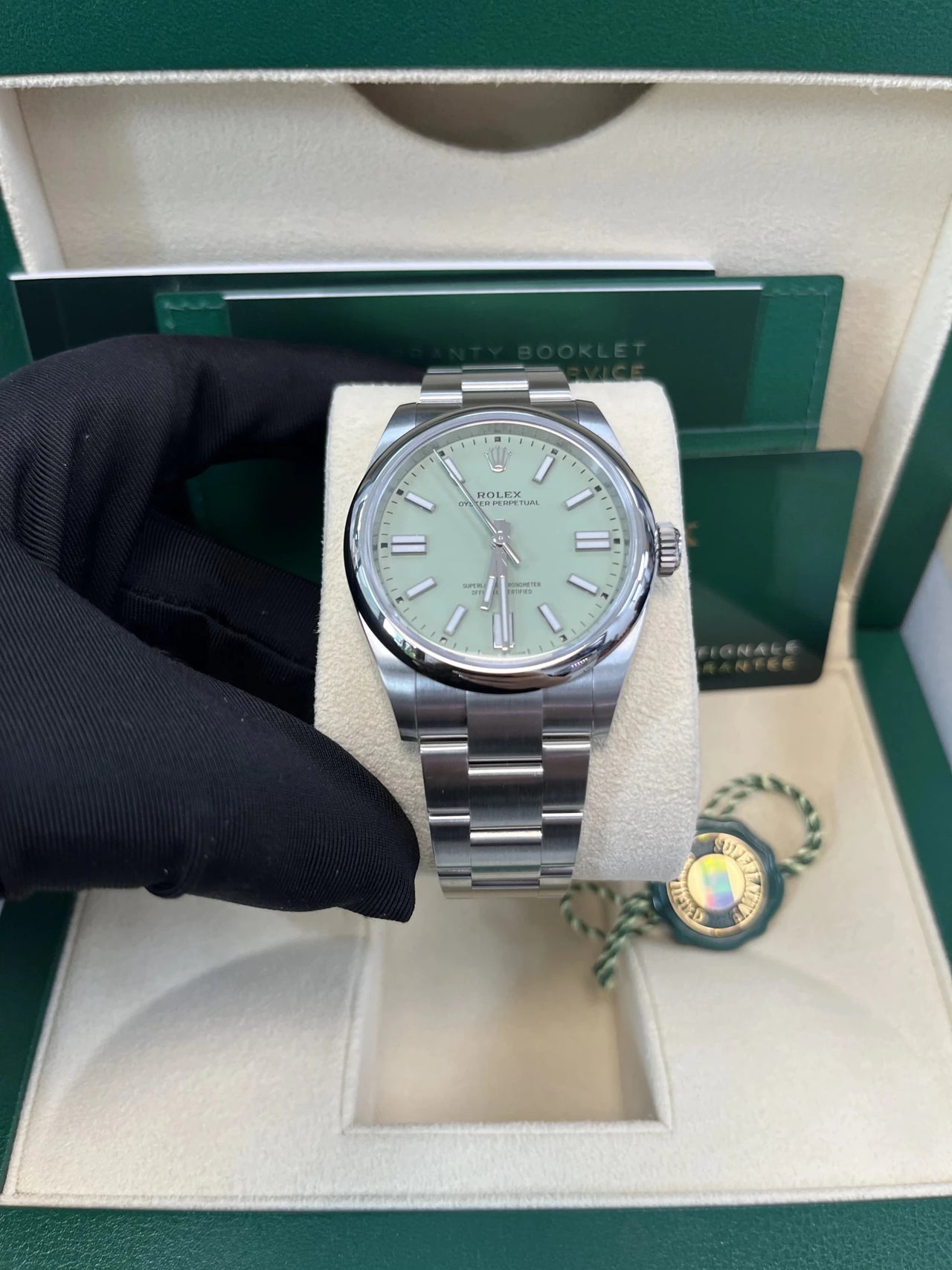 Rolex Oyster Perpetual New Release 2025 Oyster Perpetual Stainless Dial 41mm PISTACHIO (Ref 134300) - WatchesOff5thWatch