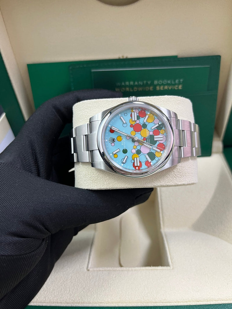 Rolex Oyster Perpetual Oyster Perpetual 41 Celebration Dial New 2023 Release 124300 Turquoise Colorful Dial - WatchesOff5thWatch