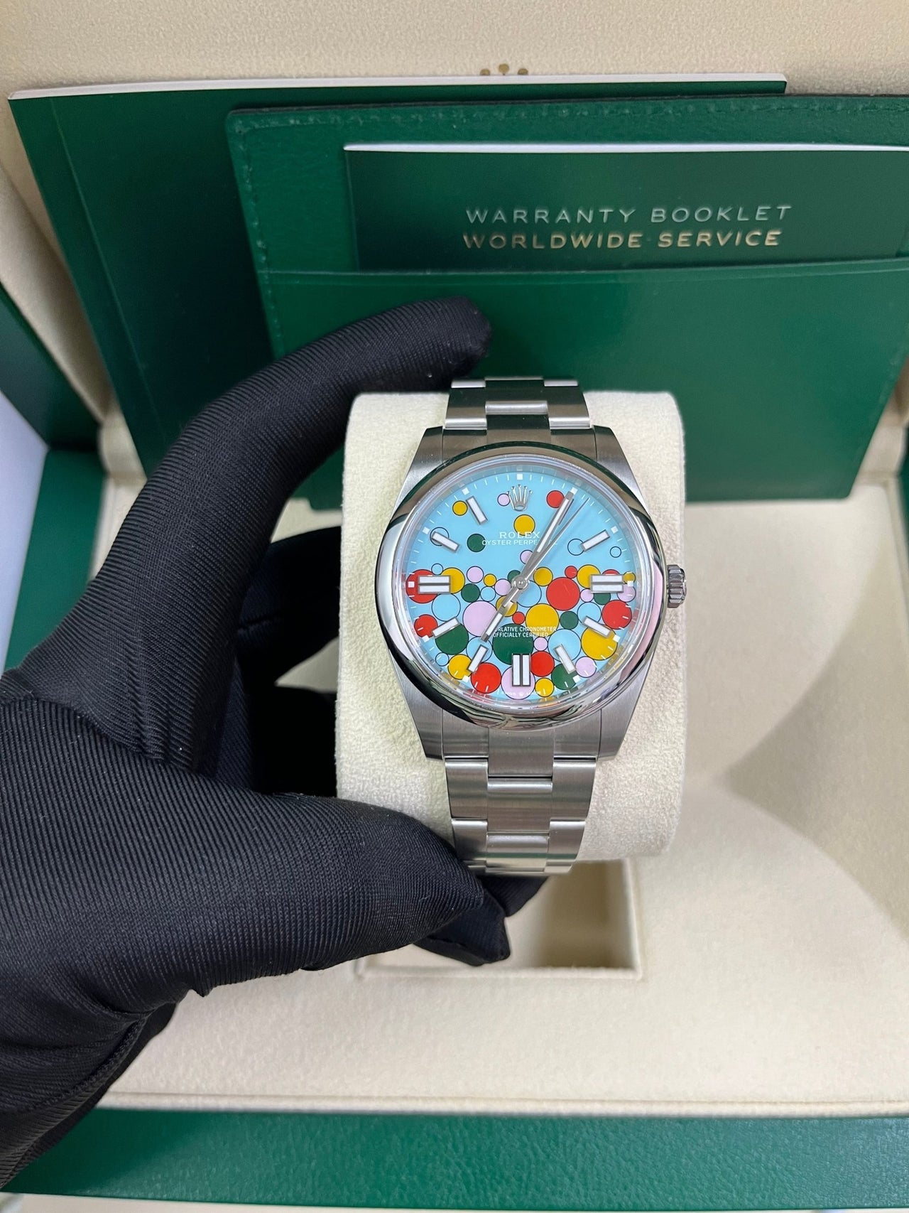 Rolex Oyster Perpetual Oyster Perpetual 41 Celebration Dial New 2023 Release 124300 Turquoise Colorful Dial - WatchesOff5thWatch