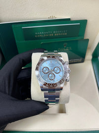 Thumbnail for Rolex Platinum Cosmograph Daytona Ice Blue Index Dial Oyster Bracelet 126506 - WatchesOff5th