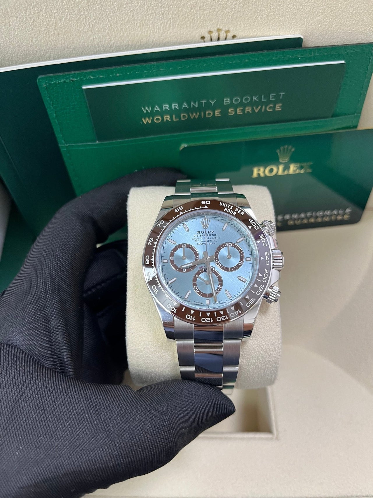 Rolex Platinum Cosmograph Daytona Ice Blue Index Dial Oyster Bracelet 126506 - WatchesOff5th