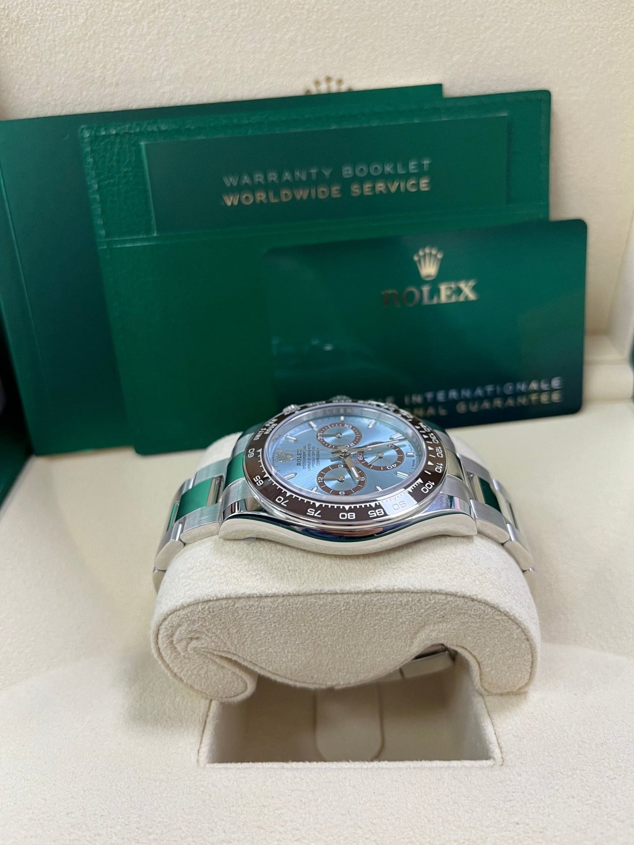 Rolex Platinum Cosmograph Daytona Ice Blue Index Dial Oyster Bracelet 126506 - WatchesOff5th