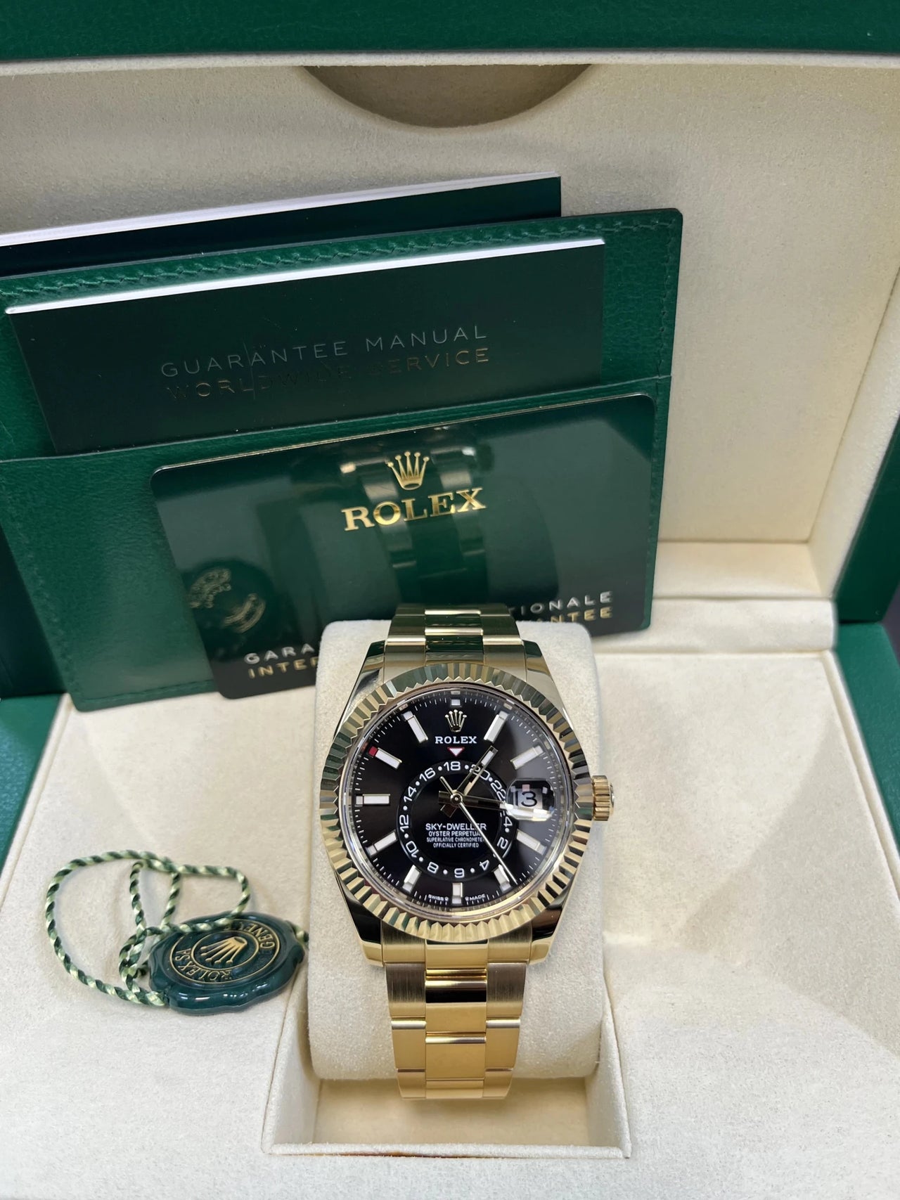 Rolex Sky - Dweller 336938 Yellow Gold Black Dial Oyster - WatchesOff5thWatch