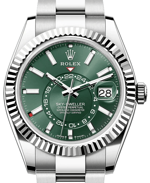 Rolex Sky-Dweller 42 mm Oystersteel and White Gold Green Dial Sky Dweller 336934 - WatchesOff5thWatch