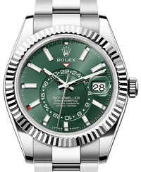 Thumbnail for Rolex Sky-Dweller 42 mm Oystersteel and White Gold Green Dial Sky Dweller 336934 - WatchesOff5thWatch