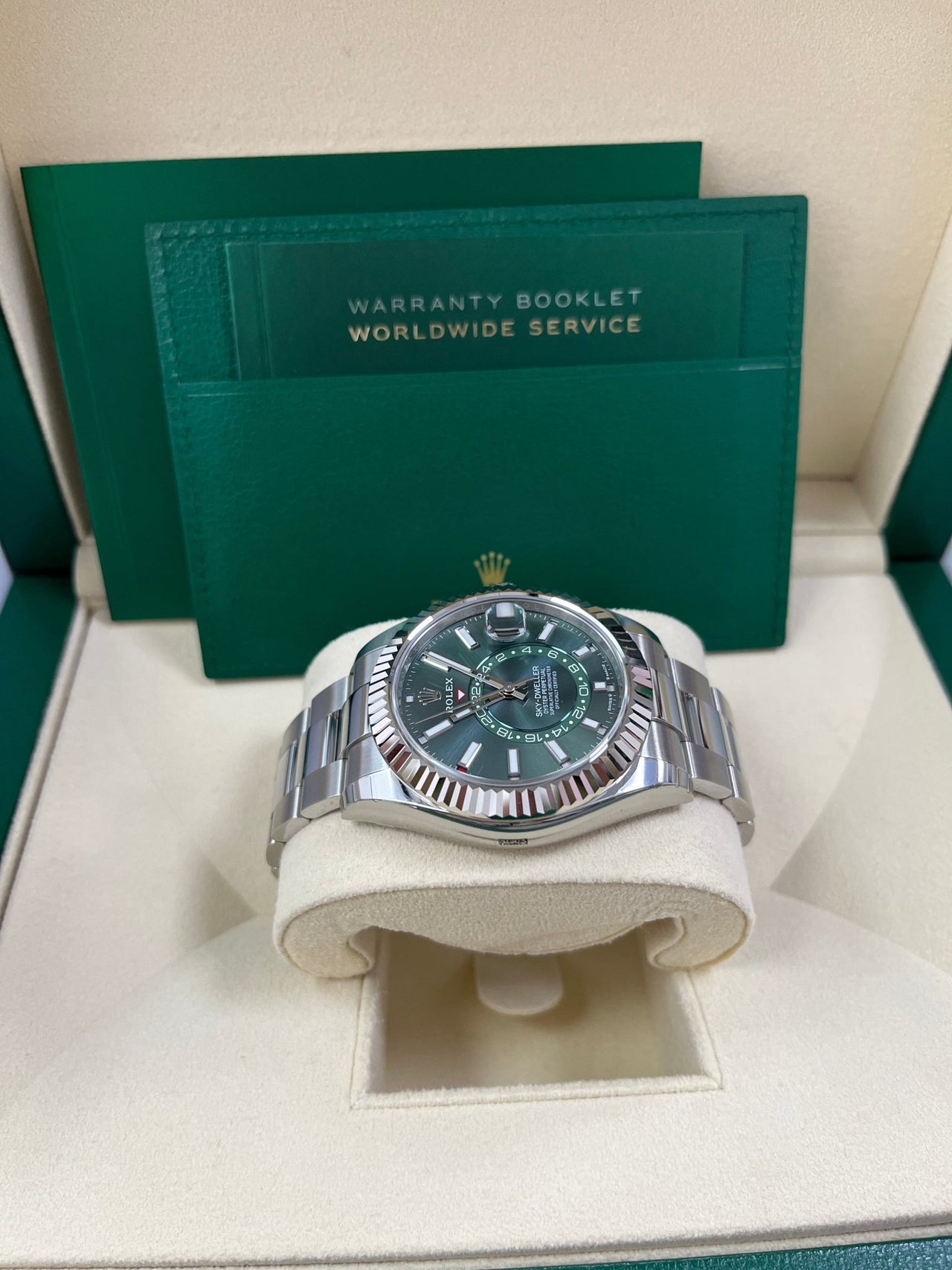 Rolex Sky-Dweller 42 mm Oystersteel and White Gold Green Dial Sky Dweller 336934 - WatchesOff5thWatch