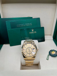 Thumbnail for Rolex Sky - Dweller 42mm 18K Yellow Gold Champagne Dial Fluted Bezel Oyster Bracelet (Ref 336938) - WatchesOff5thWatch