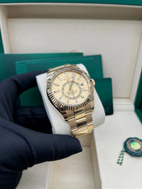 Thumbnail for Rolex Sky - Dweller 42mm 18K Yellow Gold Champagne Dial Fluted Bezel Oyster Bracelet (Ref 336938) - WatchesOff5thWatch