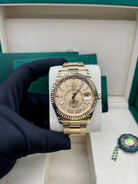 Thumbnail for Rolex Sky - Dweller 42mm 18K Yellow Gold Champagne Dial Fluted Bezel Oyster Bracelet (Ref 336938) - WatchesOff5thWatch