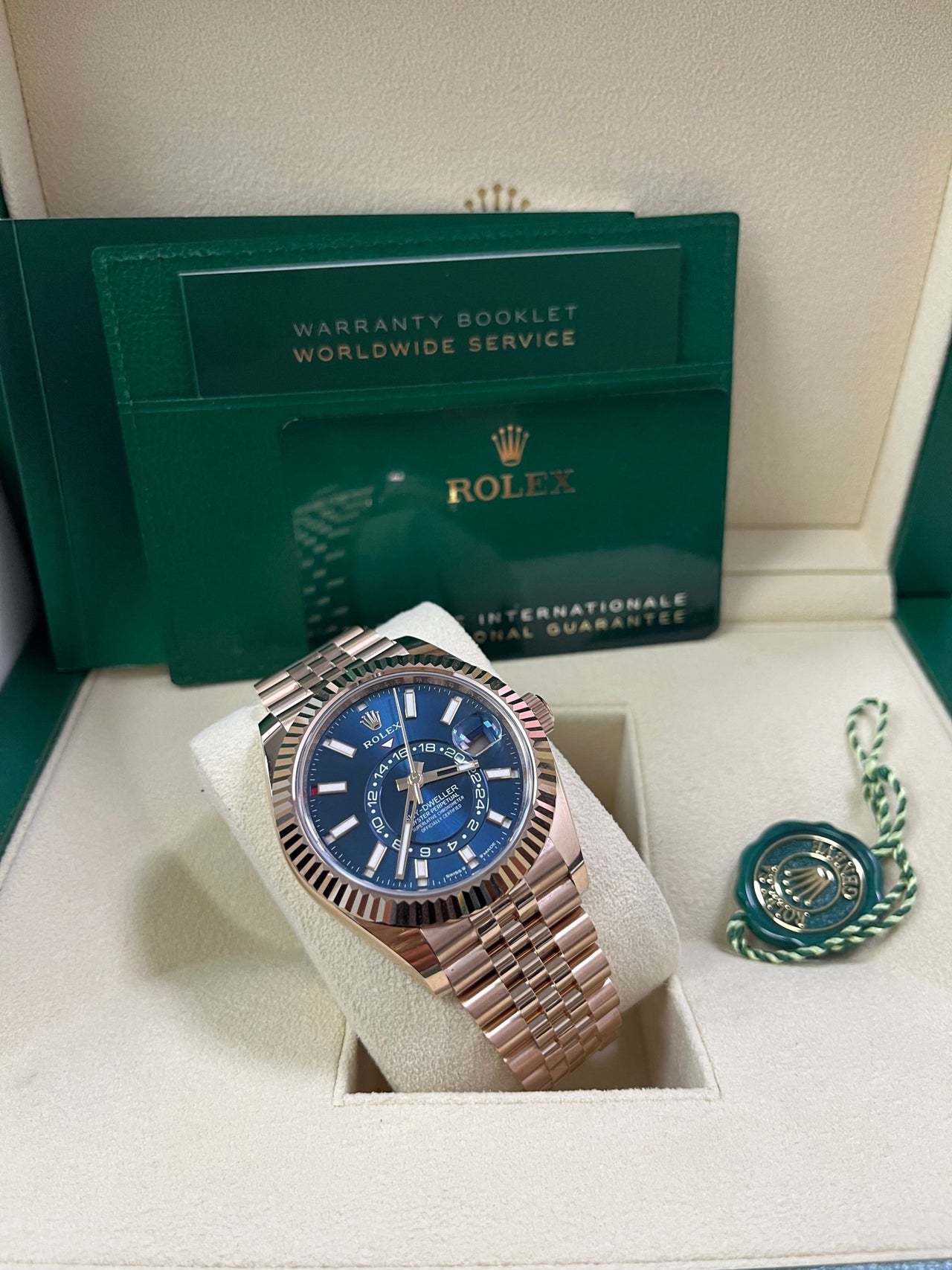 Rolex Sky - Dweller 42mm Blue Dial Rose Gold Jubilee Bracelet 336935 - WatchesOff5thWatch