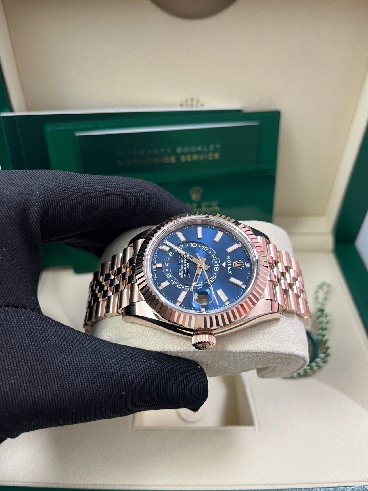 Rolex Sky - Dweller 42mm Blue Dial Rose Gold Jubilee Bracelet 336935 - WatchesOff5thWatch