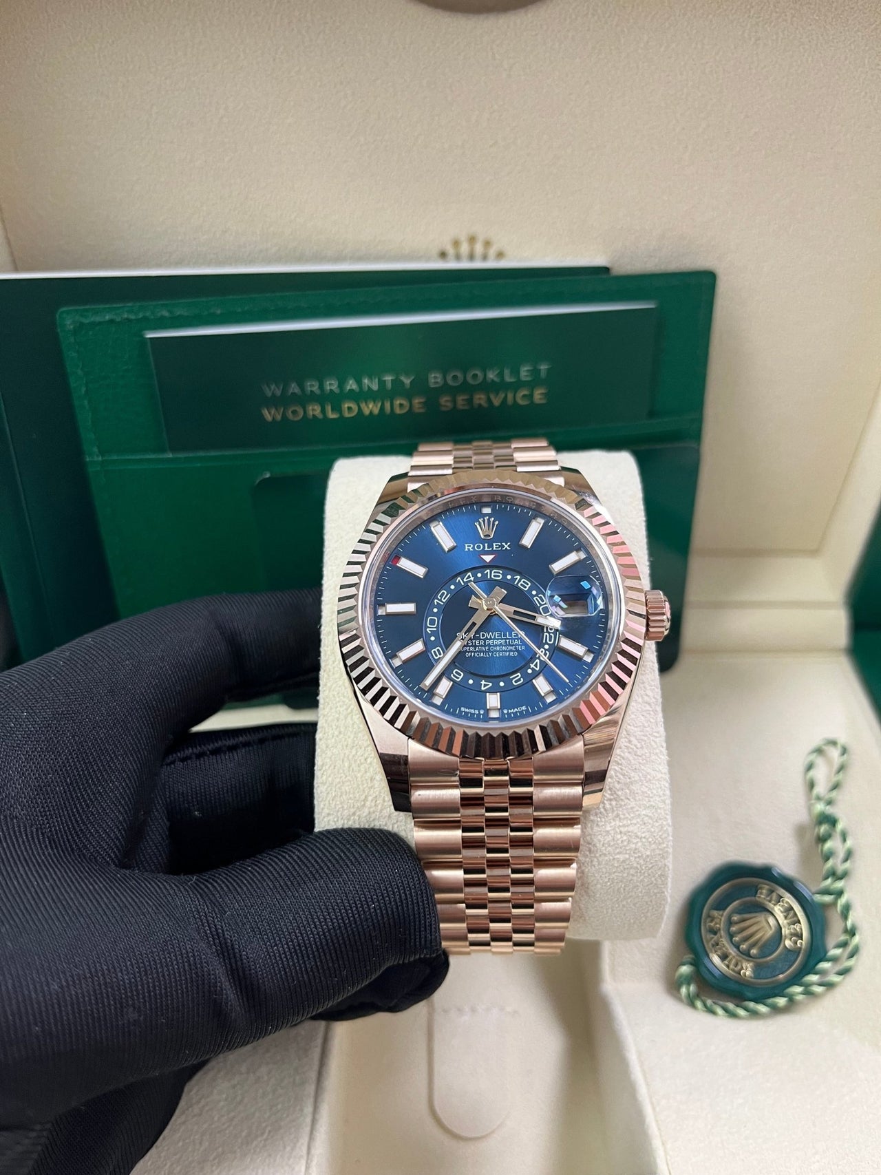 Rolex Sky - Dweller 42mm Blue Dial Rose Gold Jubilee Bracelet 336935 - WatchesOff5thWatch