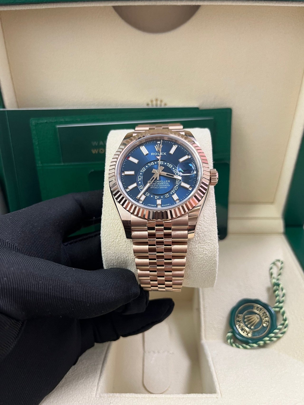 Rolex Sky - Dweller 42mm Blue Dial Rose Gold Jubilee Bracelet 336935 - WatchesOff5thWatch