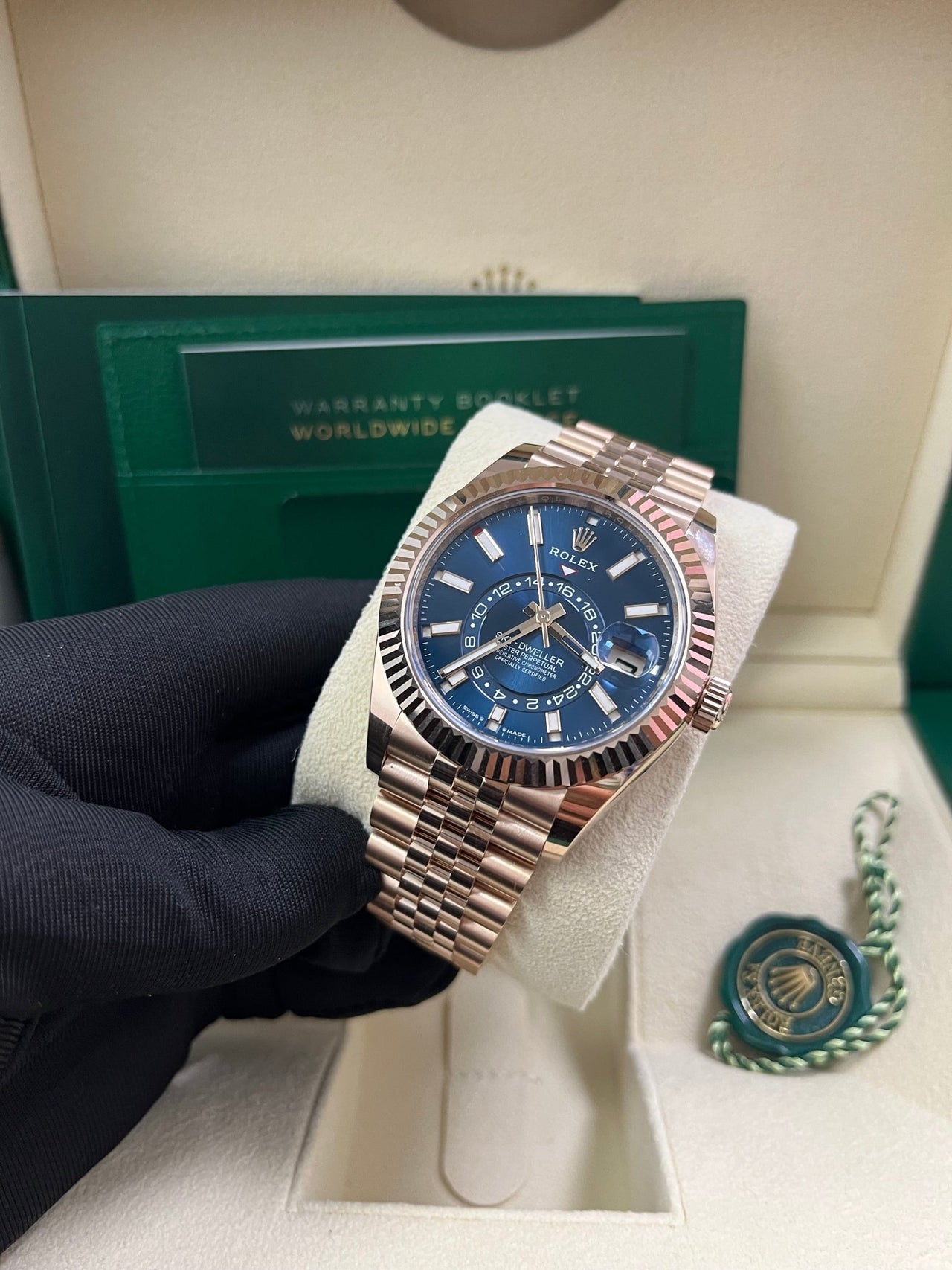 Rolex Sky - Dweller 42mm Blue Dial Rose Gold Jubilee Bracelet 336935 - WatchesOff5thWatch