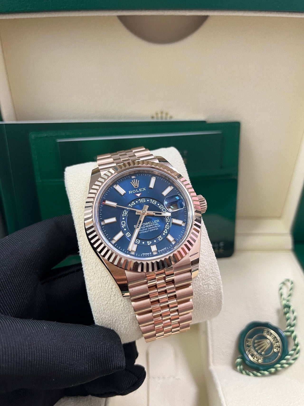 Rolex Sky - Dweller 42mm Blue Dial Rose Gold Jubilee Bracelet 336935 - WatchesOff5thWatch