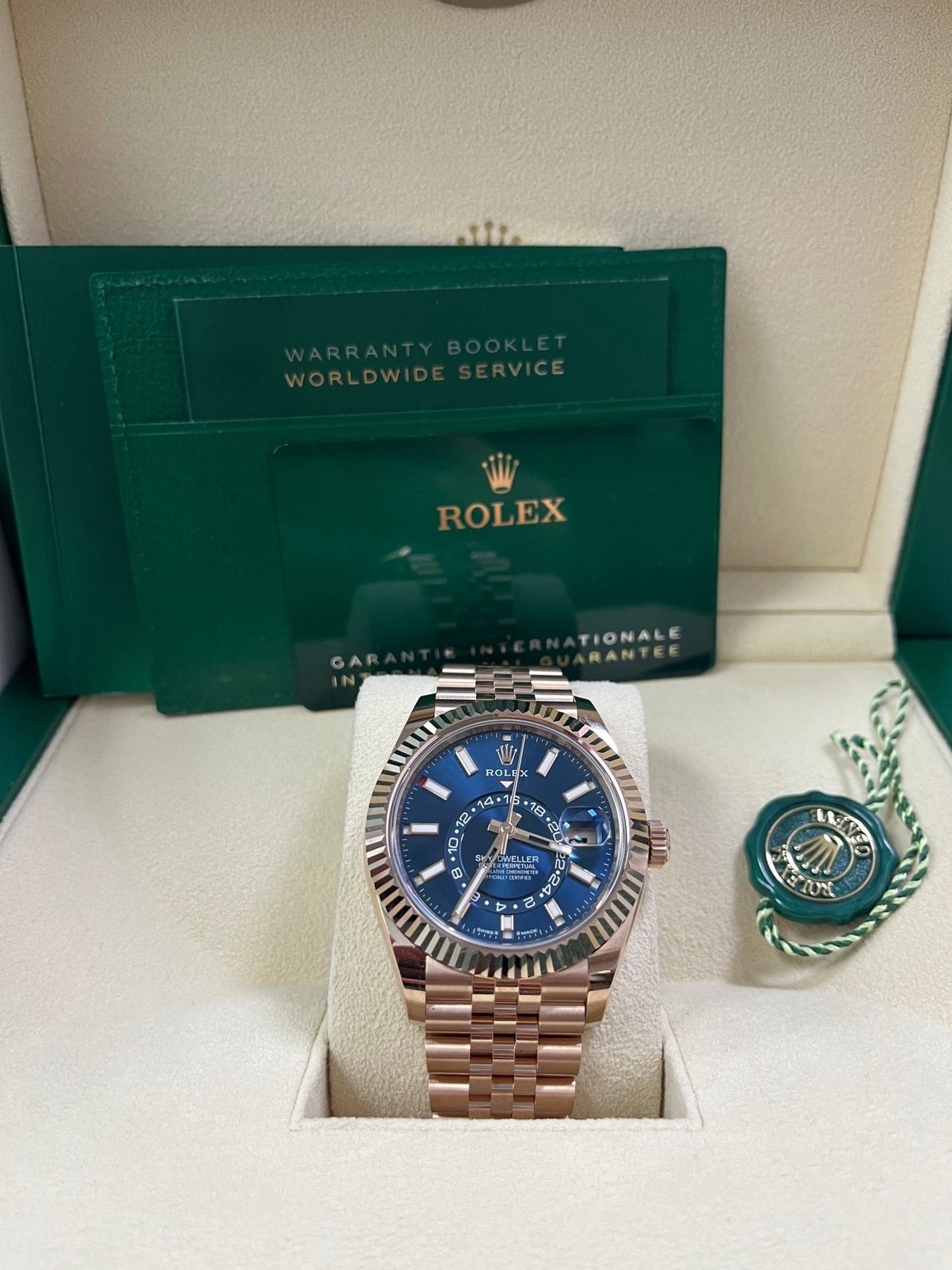 Rolex Sky - Dweller 42mm Blue Dial Rose Gold Jubilee Bracelet 336935 - WatchesOff5thWatch