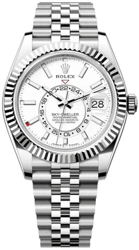 Thumbnail for Rolex Sky - Dweller 42mm Steel and White Gold Intense White Dial Fluted Bezel Jubilee Bracelet (Ref 336934) - WatchesOff5thWatch